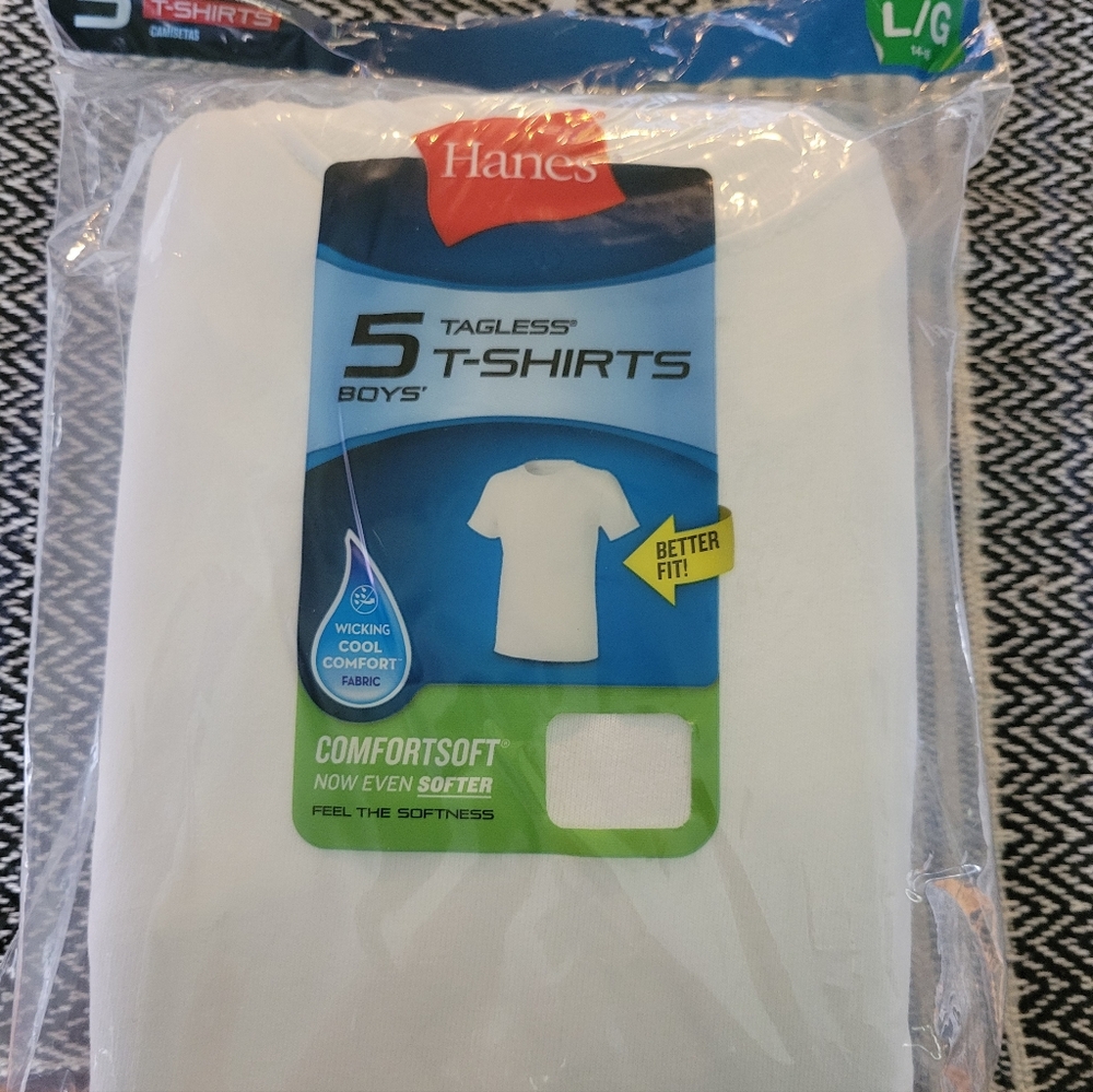 Boys 5pk Crew Neck T-Shirt  Hanes Large 14/16